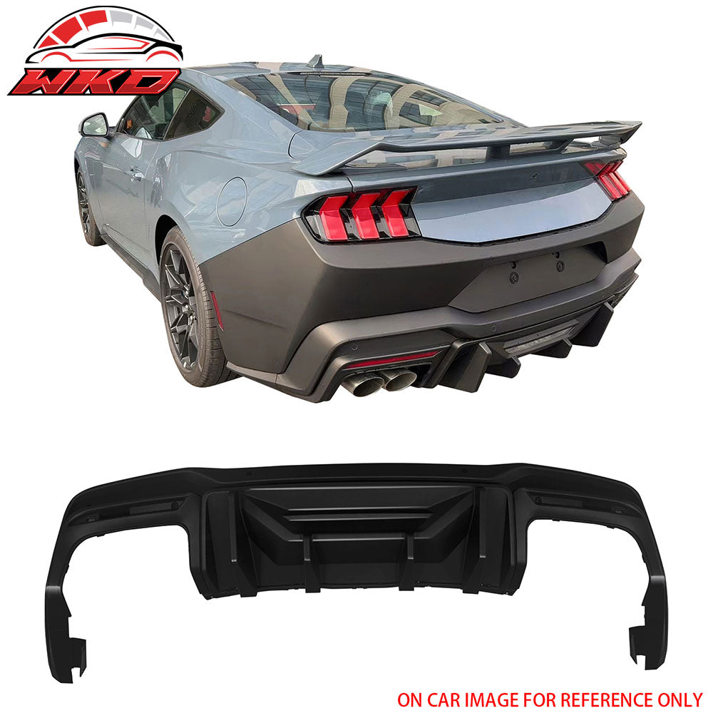 Fits 24-26 Mustang 7th Gen S650 Rock Style PP Rear Bumper Diffuser Gloss Black