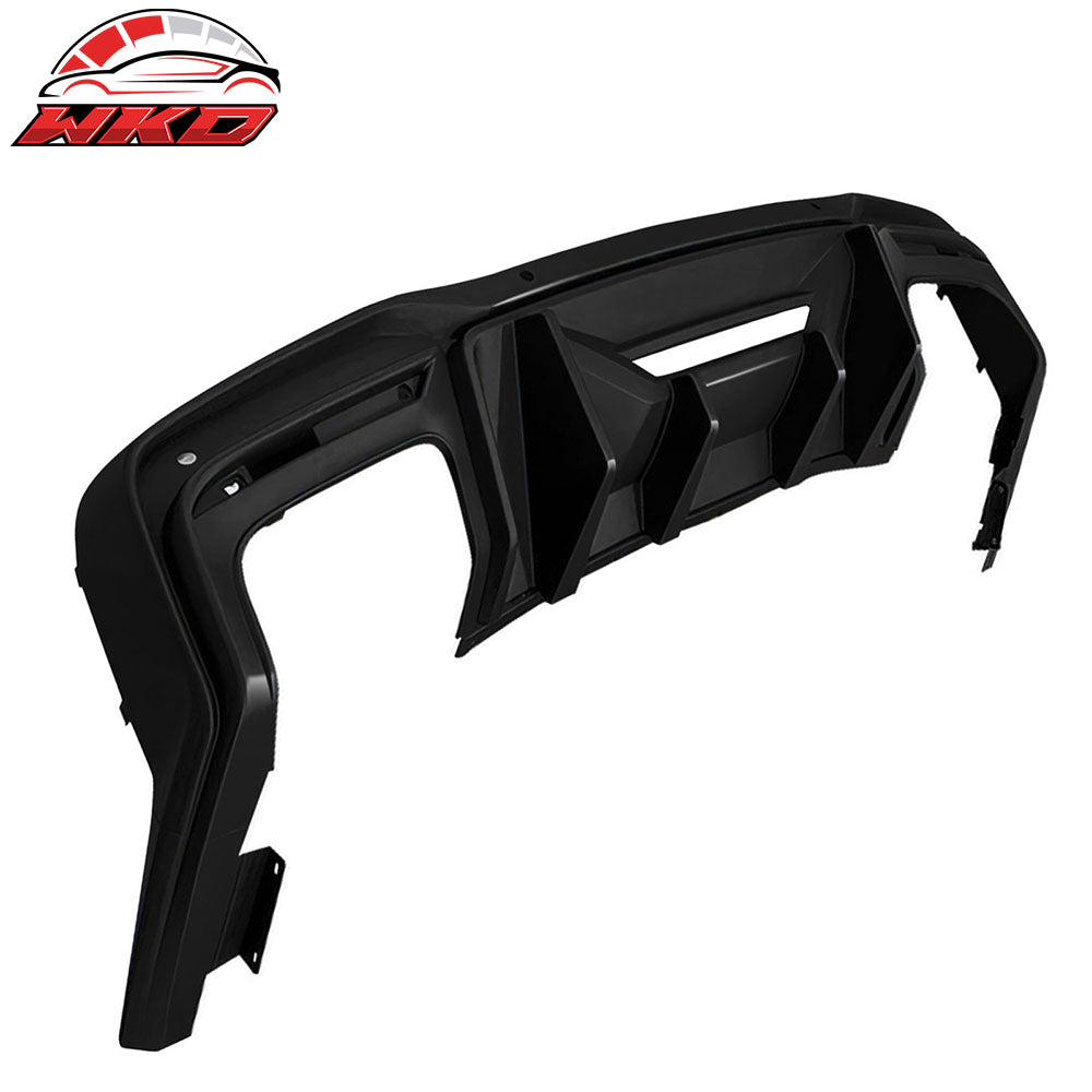 Fits 24-26 Mustang 7th Gen S650 Rock Style PP Rear Bumper Diffuser Gloss Black