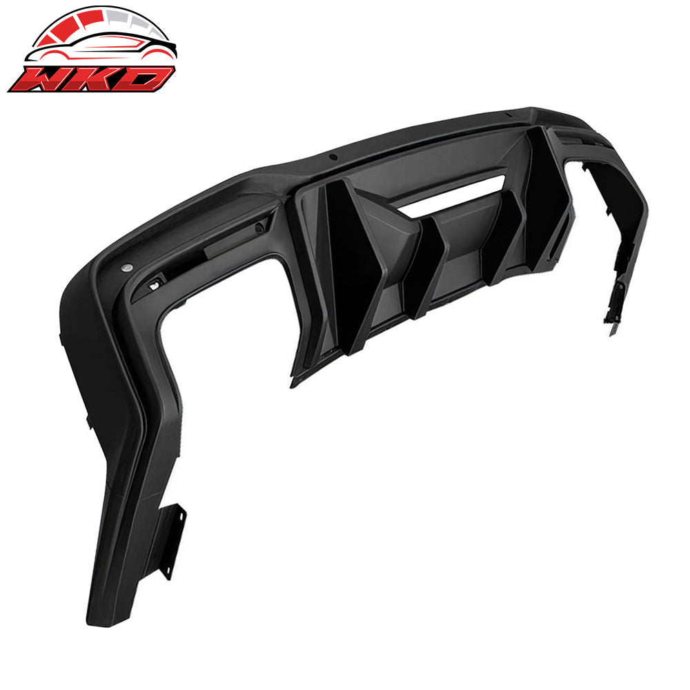 Fits 24-26 Mustang 7th Gen S650 Rock Style PP Rear Bumper Diffuser Matte Black