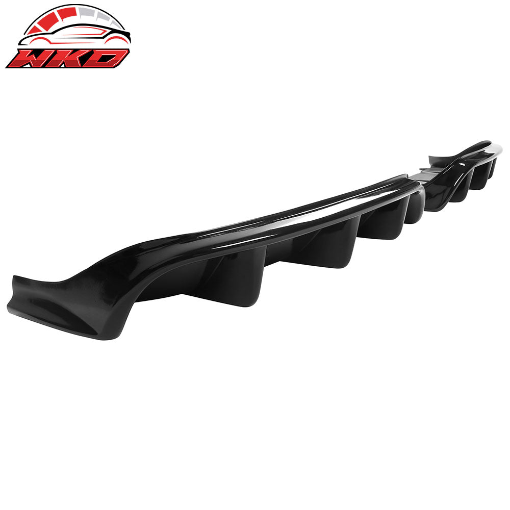 Fits 21-24 Ford Mustang Mach-E GT Gloss Black Rear Bumper Lip Diffuser Fins 2PC