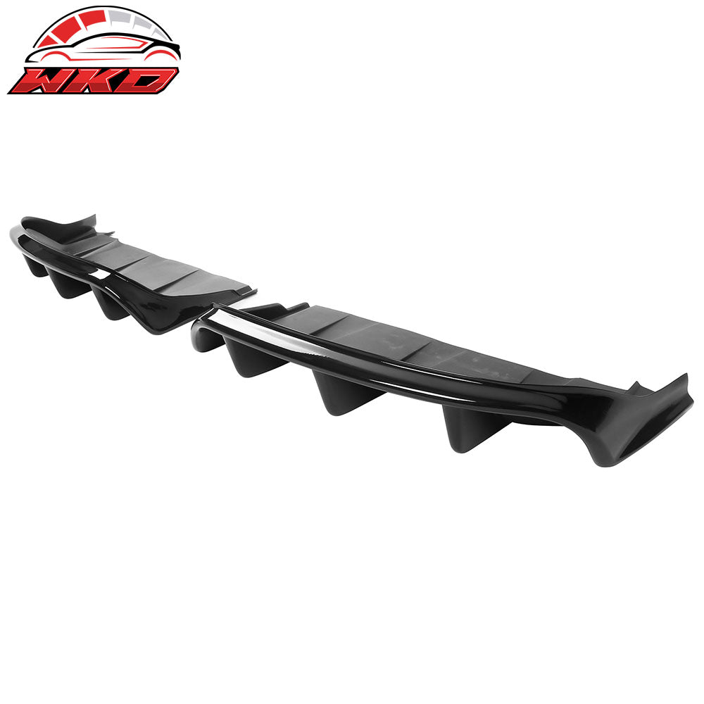 Fits 21-24 Ford Mustang Mach-E GT Gloss Black Rear Bumper Lip Diffuser Fins 2PC