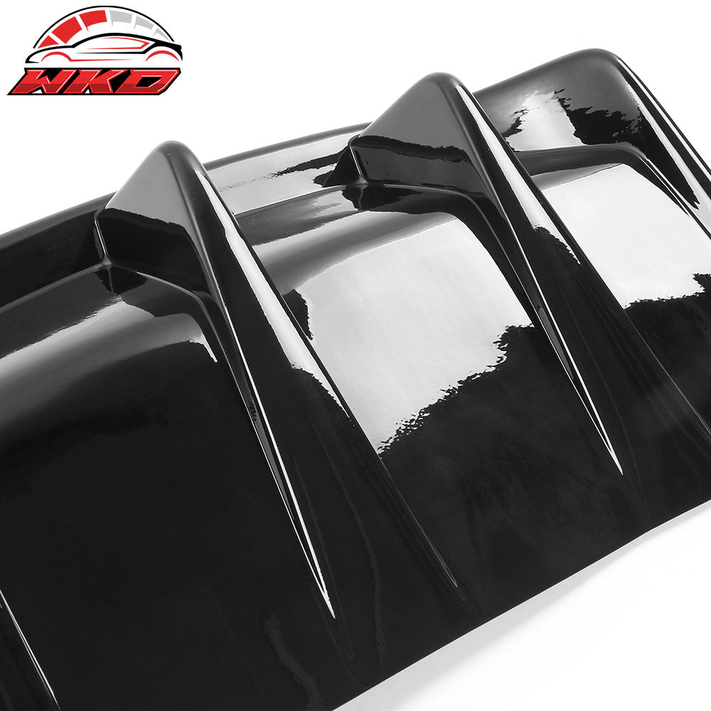 Fits 21-24 Ford Mustang Mach-E GT Gloss Black Rear Bumper Lip Diffuser Fins 2PC