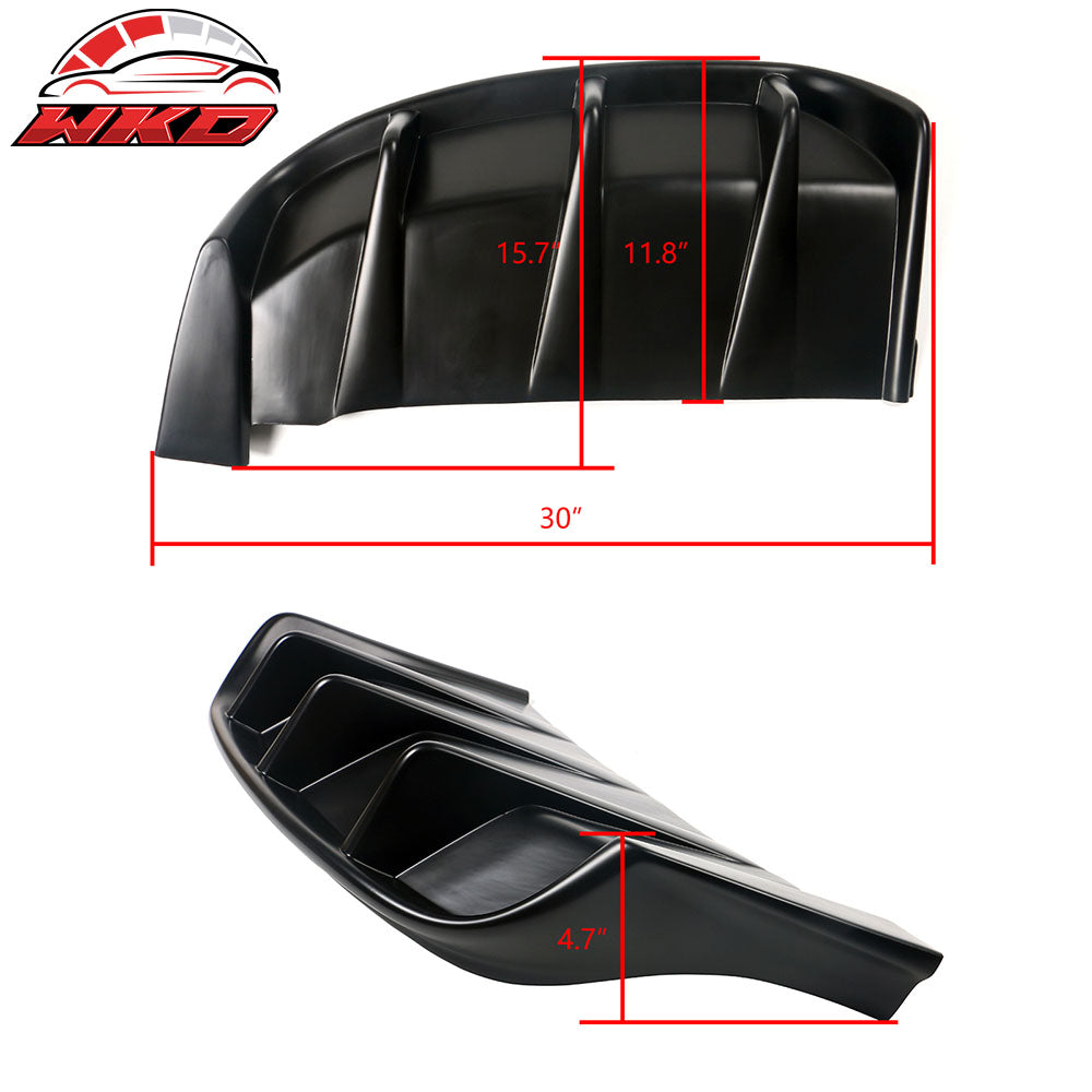 Fits 21-24 Ford Mustang Mach-E GT Gloss Black Rear Bumper Lip Diffuser Fins 2PC