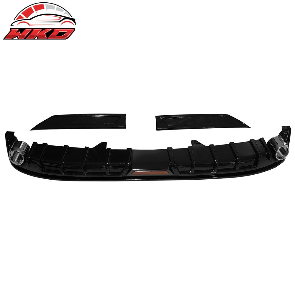 Fits 23-25 Honda Accord Gloss Black 3PCS Rear Bumper Diffuser W/ LED - IK Style