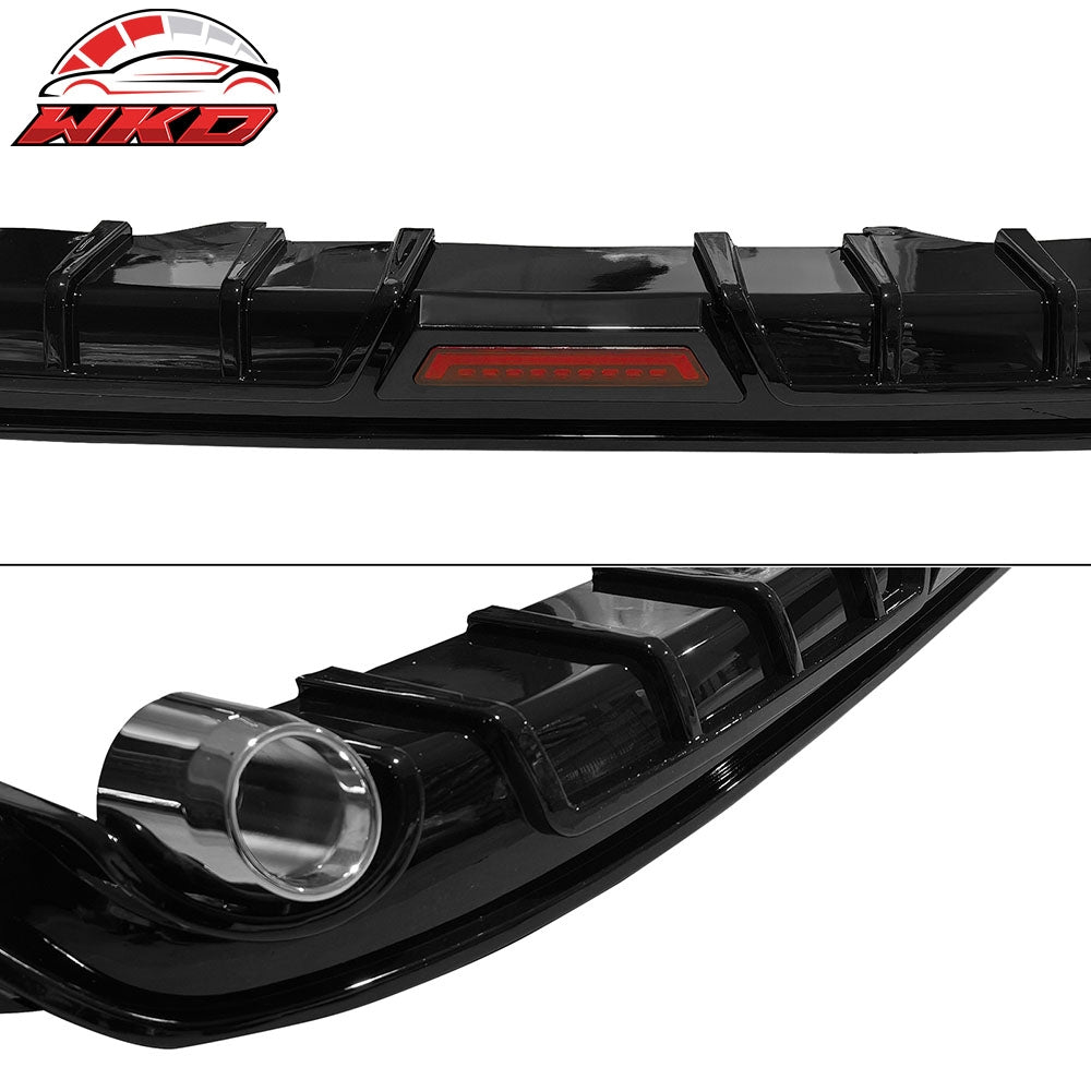 Fits 23-25 Honda Accord Gloss Black 3PCS Rear Bumper Diffuser W/ LED - IK Style
