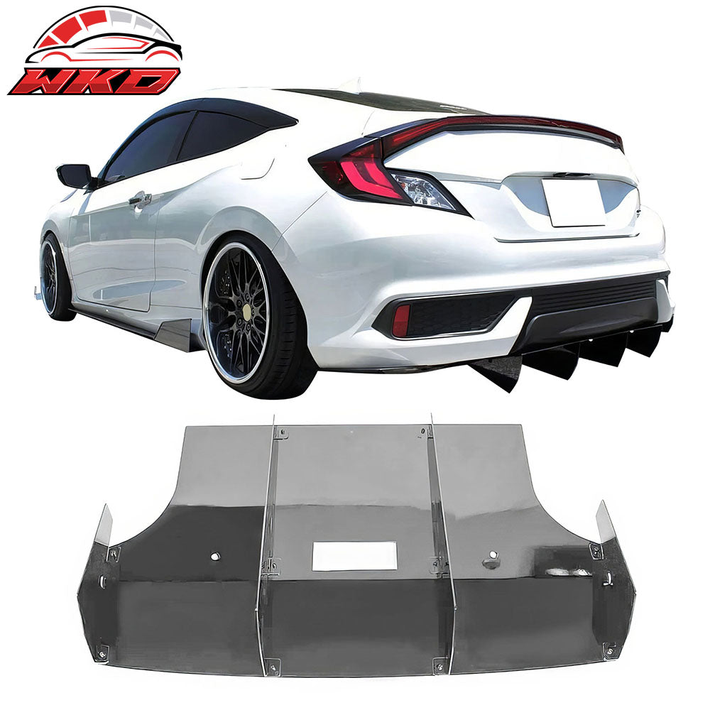 Fits 16-20 Honda Civic Coupe Rear Bumper Diffuser Lip AF Style Aluminum Spoiler