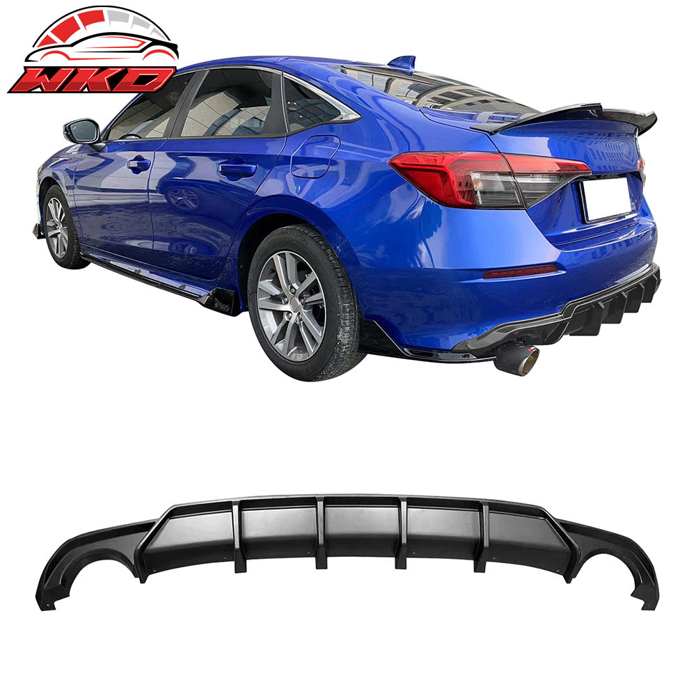 Fits 22-26 Honda Civic 11th FE-C Style Rear Bumper Lip Diffuser Spat Matte Black