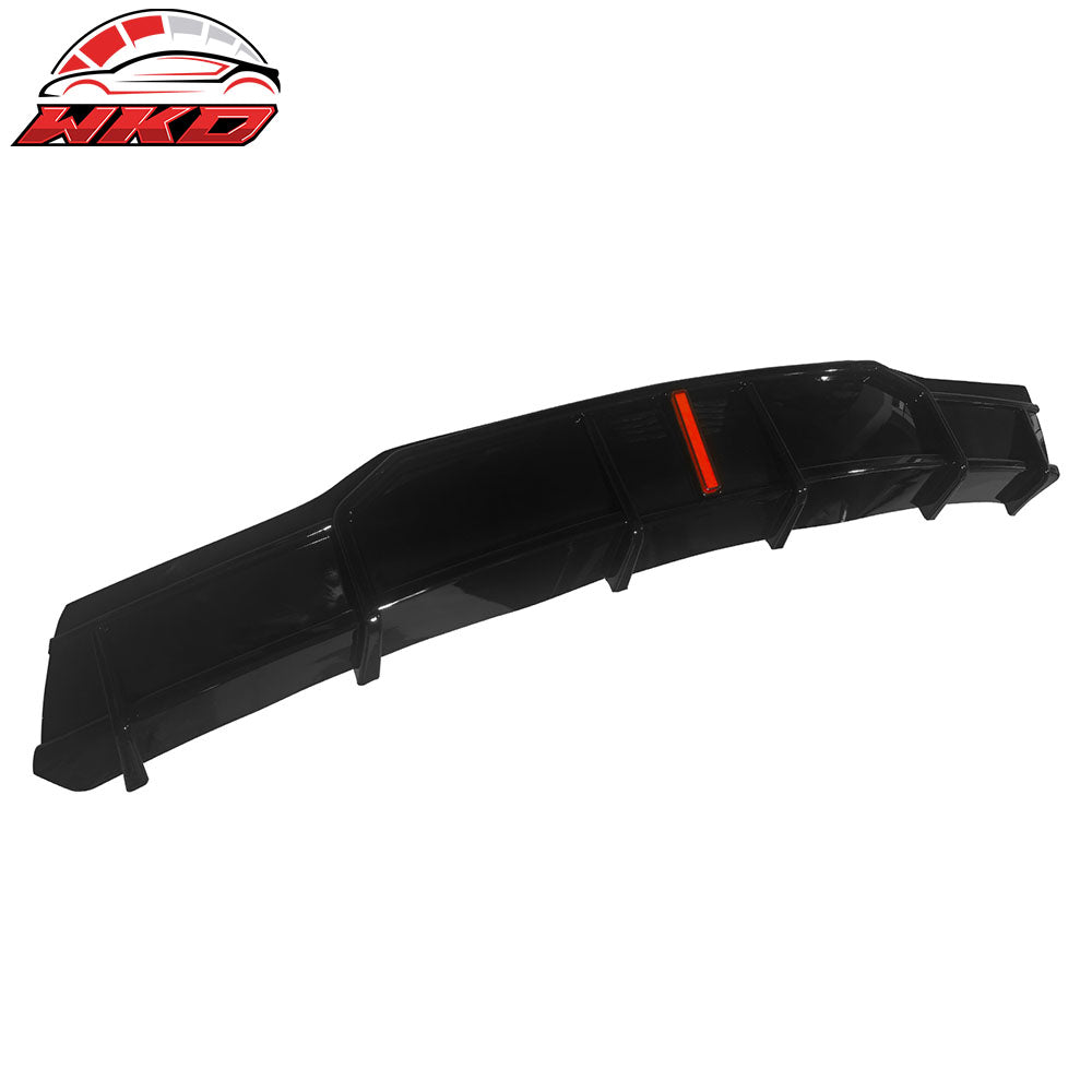 Fits 22-25 Tesla Model X IKON Style Rear Bumper Lip Diffuser W/LED Gloss Black