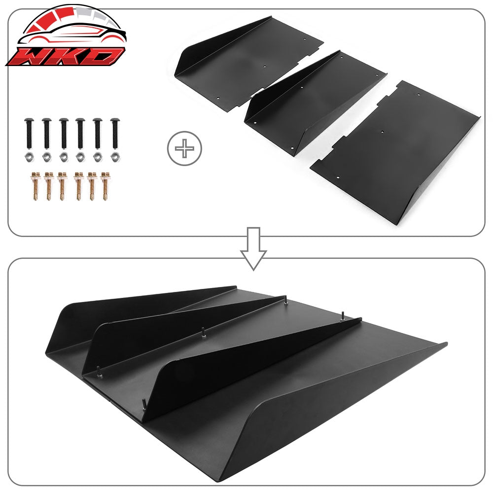 Universal Rear Diffuser 4 Shark Fins Under Bumper Splitter Unpainted Black ABS