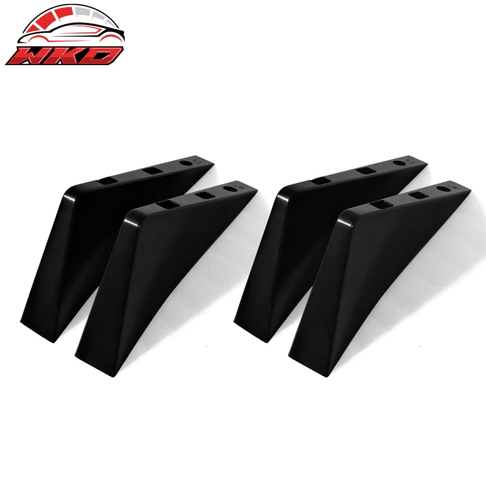 Universal 4PCS Rear Bumper Lip Diffuser Splitter Shark Fins Unpainted Black ABS