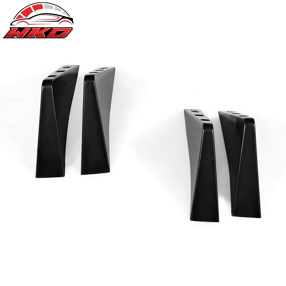 Universal 4PCS Rear Bumper Lip Diffuser Splitter Shark Fins Unpainted Black ABS