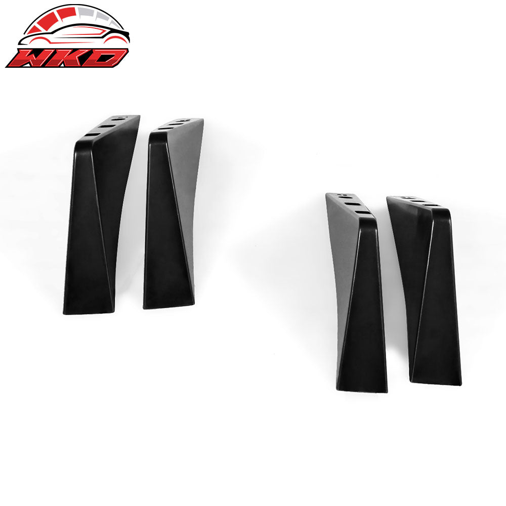 Universal 4PCS Rear Bumper Lip Lower Diffuser Shark Fins Unpainted Black ABS