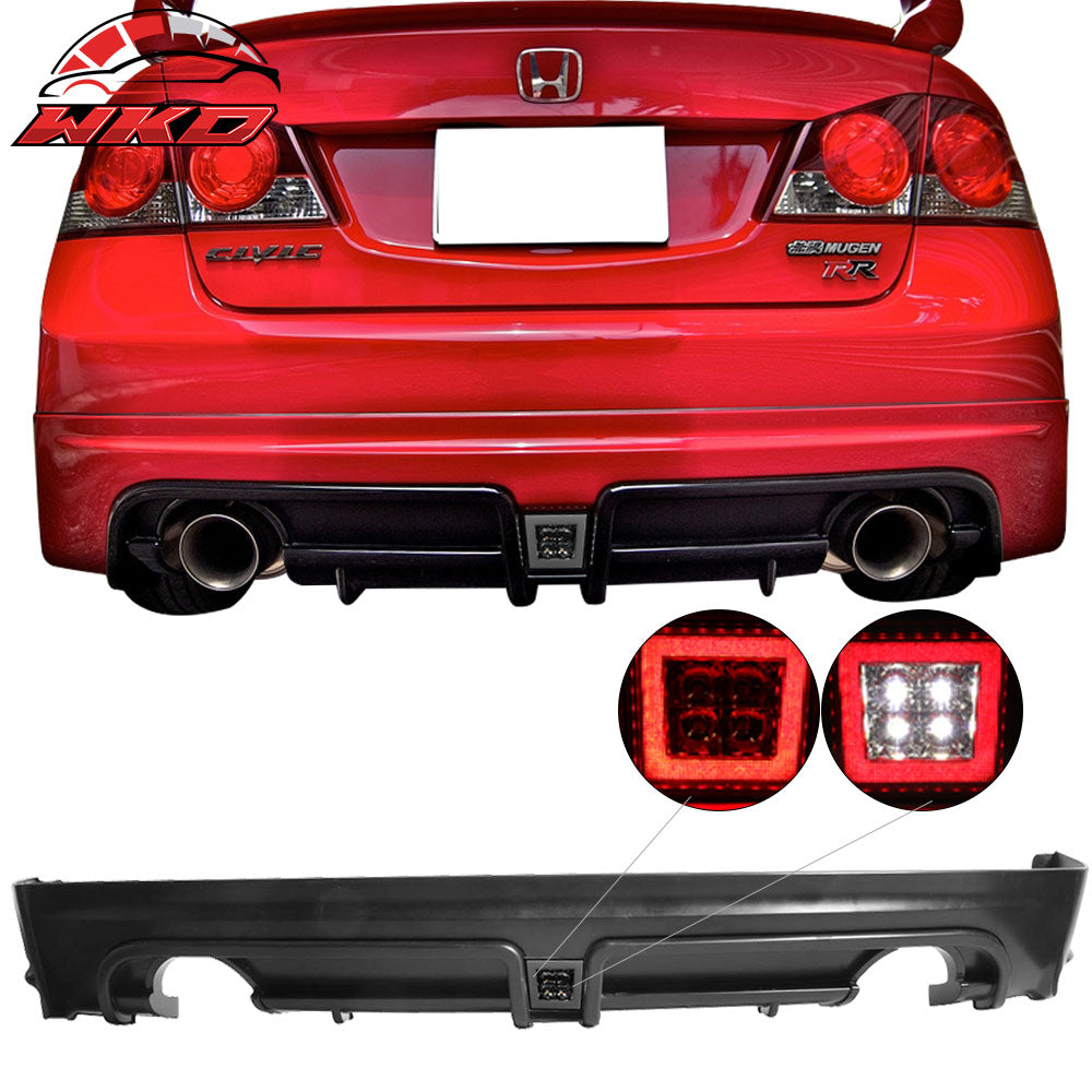 Fits 06-11 Honda Civic Mugen RR Style Rear Bumper Diffuser W/3rd Brake Light PP