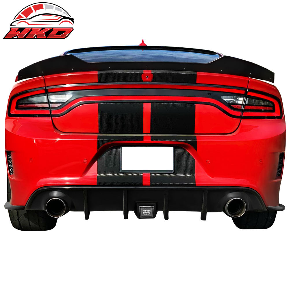Fits 15-23 Dodge Charger SRT Rear Bumper Diffuser Valance W/ LED Brake Light
