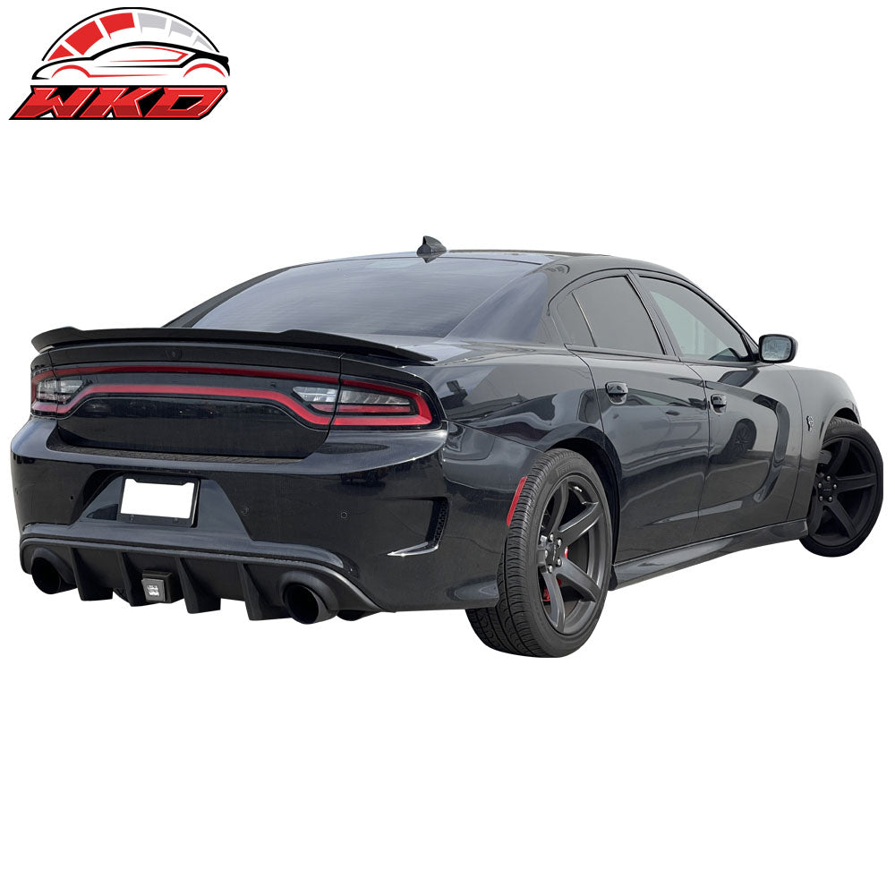 Fits 15-23 Dodge Charger SRT Rear Bumper Diffuser Valance W/ LED Brake Light