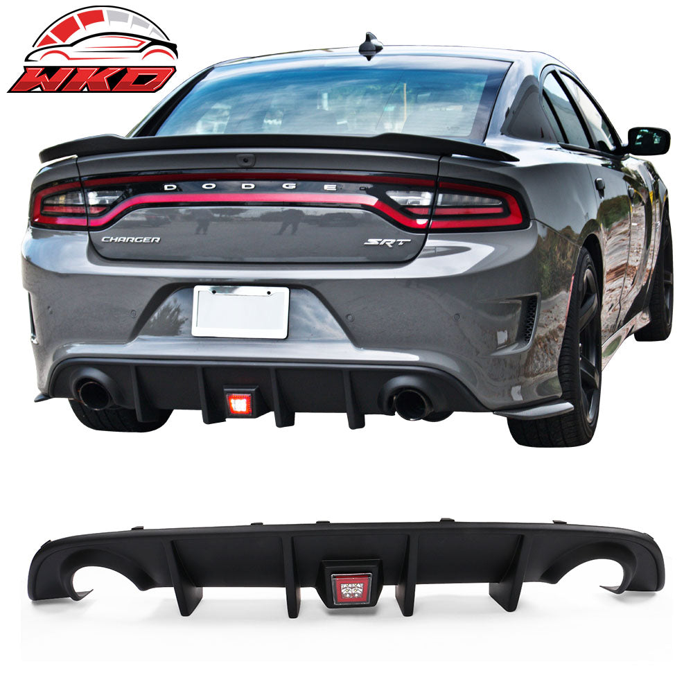Fits 15-23 Charger SRT Rear Bumper Diffuser Valance W/ LED Brake Light Lamp