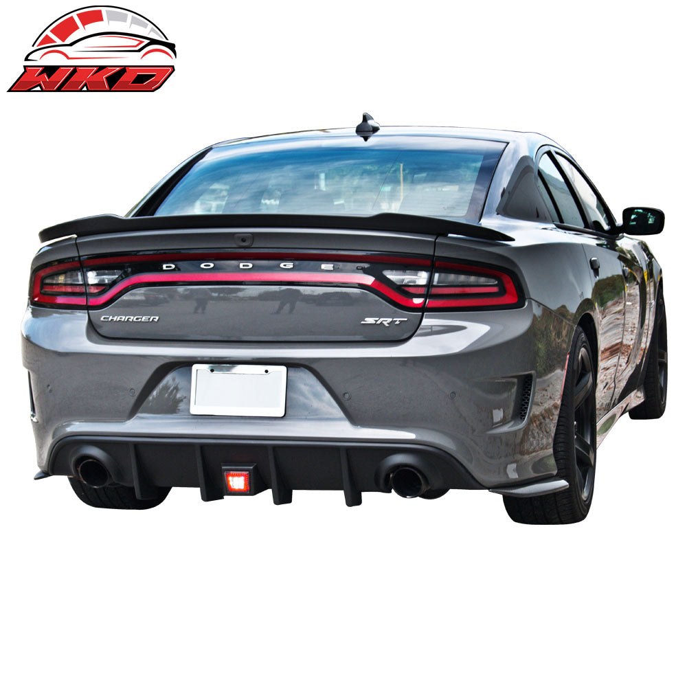 Fits 15-23 Charger SRT Rear Bumper Diffuser Valance W/ LED Brake Light Lamp