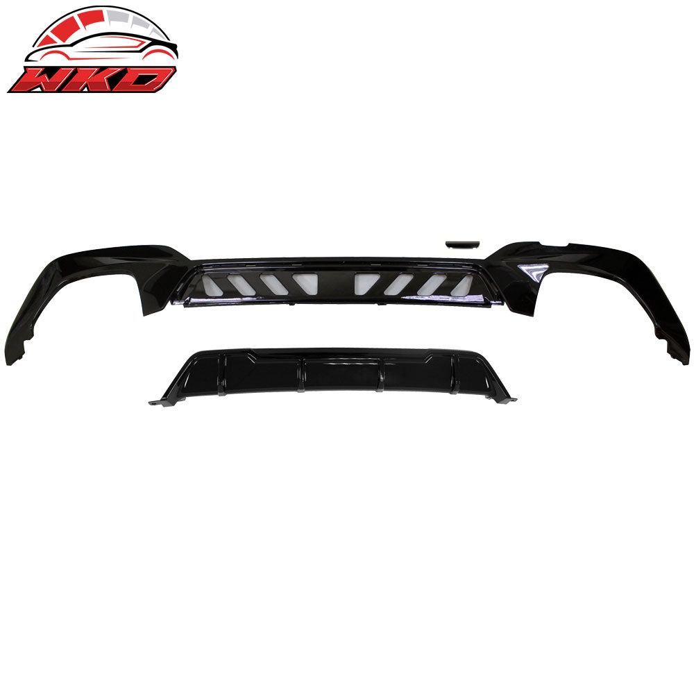 Fits 19-22 BMW G20 M340 Style Rear Bumper Lip Diffuser w/ Square Tip Gloss Black