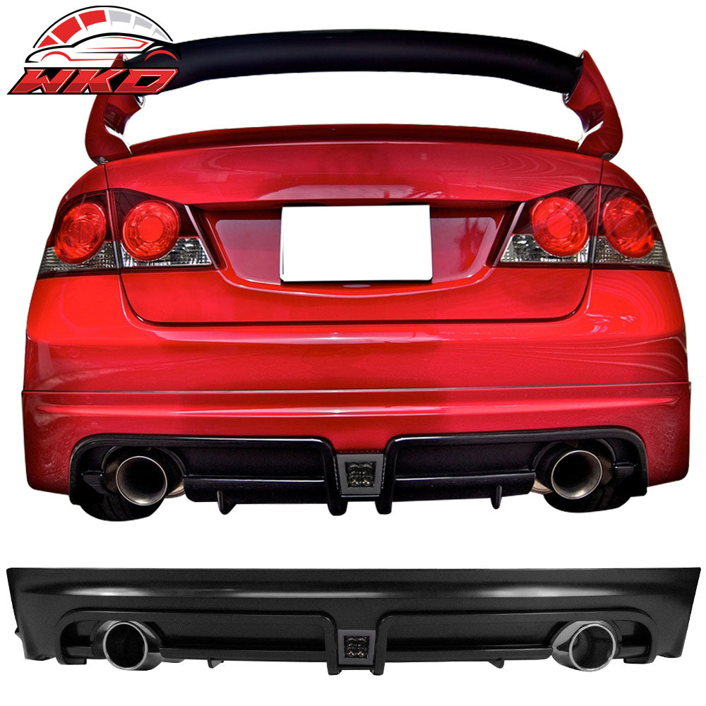 Fits 06-11 Civic Mugen RR Twin Outlet Rear Bumper Diffuser Smoke 3rd Brake Light
