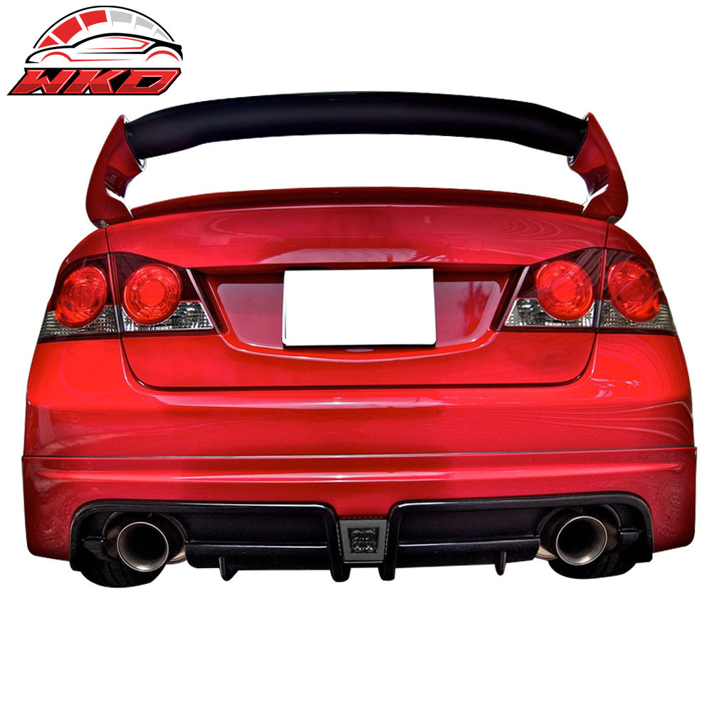 Fits 06-11 Civic Mugen RR Twin Outlet Rear Bumper Diffuser Smoke 3rd Brake Light
