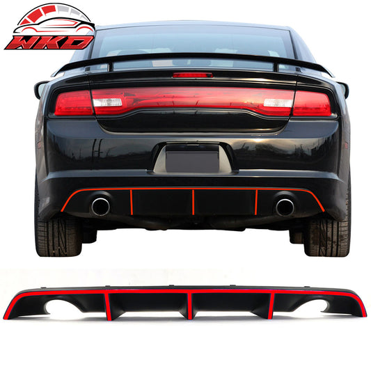 2012-14 Dodge Charger SRT8 OE Style Rear Lip Diffuser w/ Red Reflective Tape | Wholesale