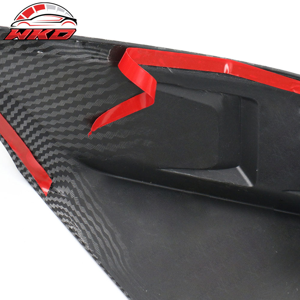 For 20-24 Tesla Y IKON Carbon Fiber Print Rear LED Diffuser Lip W/ Corner Aprons