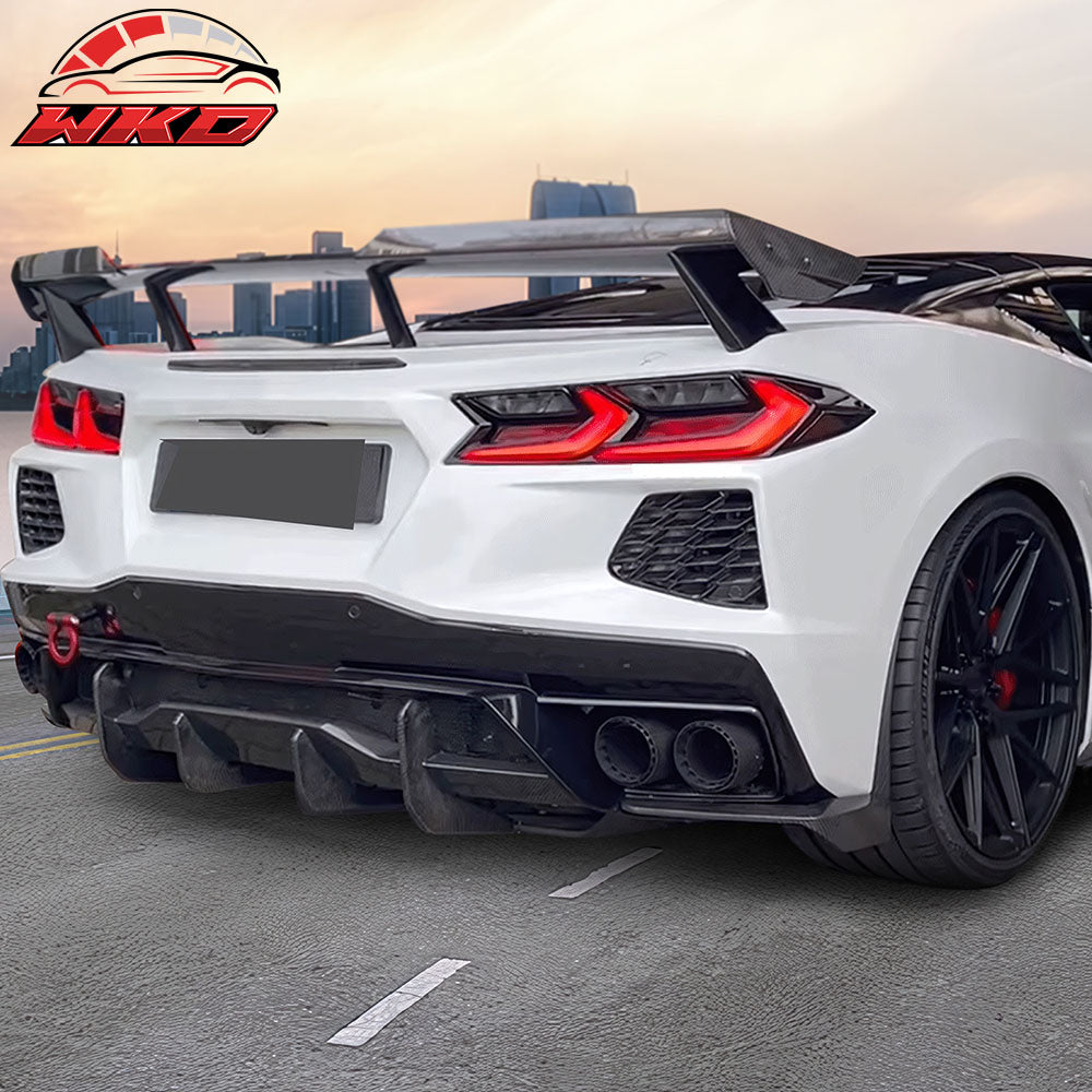 Fits 20-25 Chevy Corvette Stingray Rear Bumper Lip Diffuser Aprons Carbon Fiber