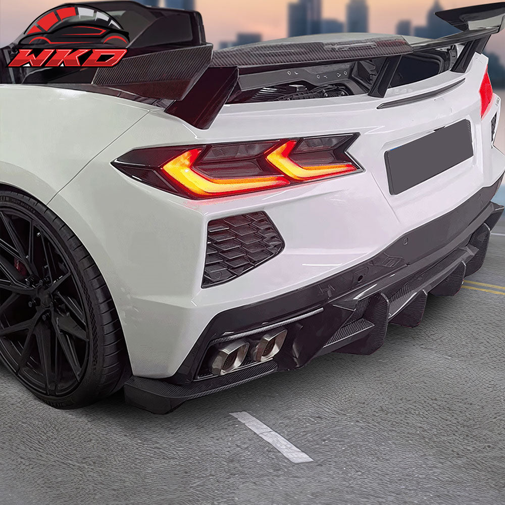 Fits 20-25 Chevy Corvette Stingray Rear Bumper Lip Diffuser Aprons Carbon Fiber