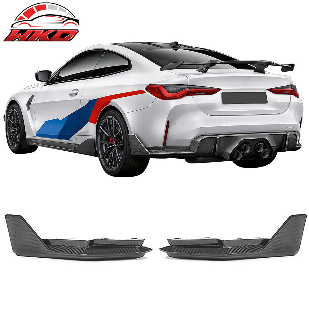 Fits 21-23 BMW G82 G83 M4 MP Style Rear Bumper Lip Splitters Real Carbon Fiber