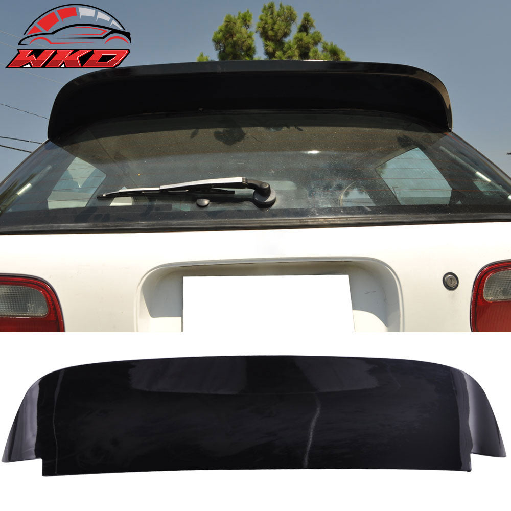Fits 92-95 Honda Civic Hatchback Rear Roof Window Spoiler Wing ABS Gloss Black