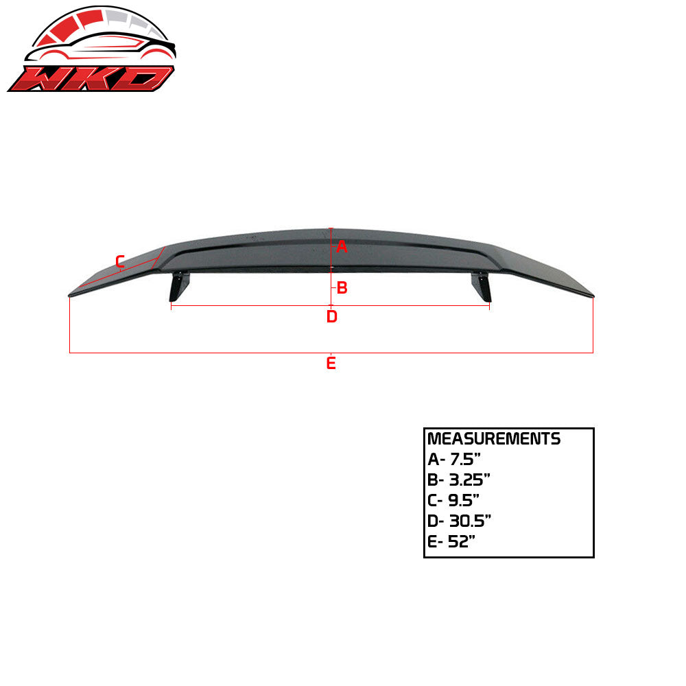 Universal 2 Post Rear Trunk Spoiler Wing Deck Lid Tail Trim Lip ABS Gloss Black