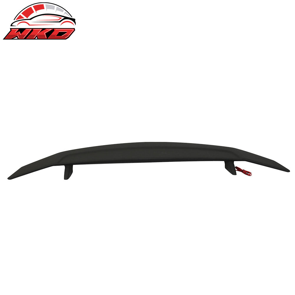 Fits 16-21 Civic Sedan 4Dr Trunk Spoiler Si Sport Wing & LED - Matte Black ABS