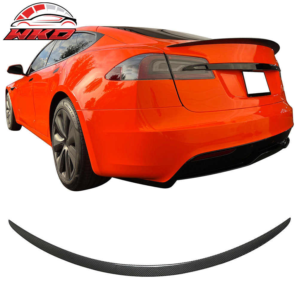 Dry Carbon Fiber For 12-25 Tesla Model S OE Style Rear Trunk Spoiler Gloss Black | Wholesale