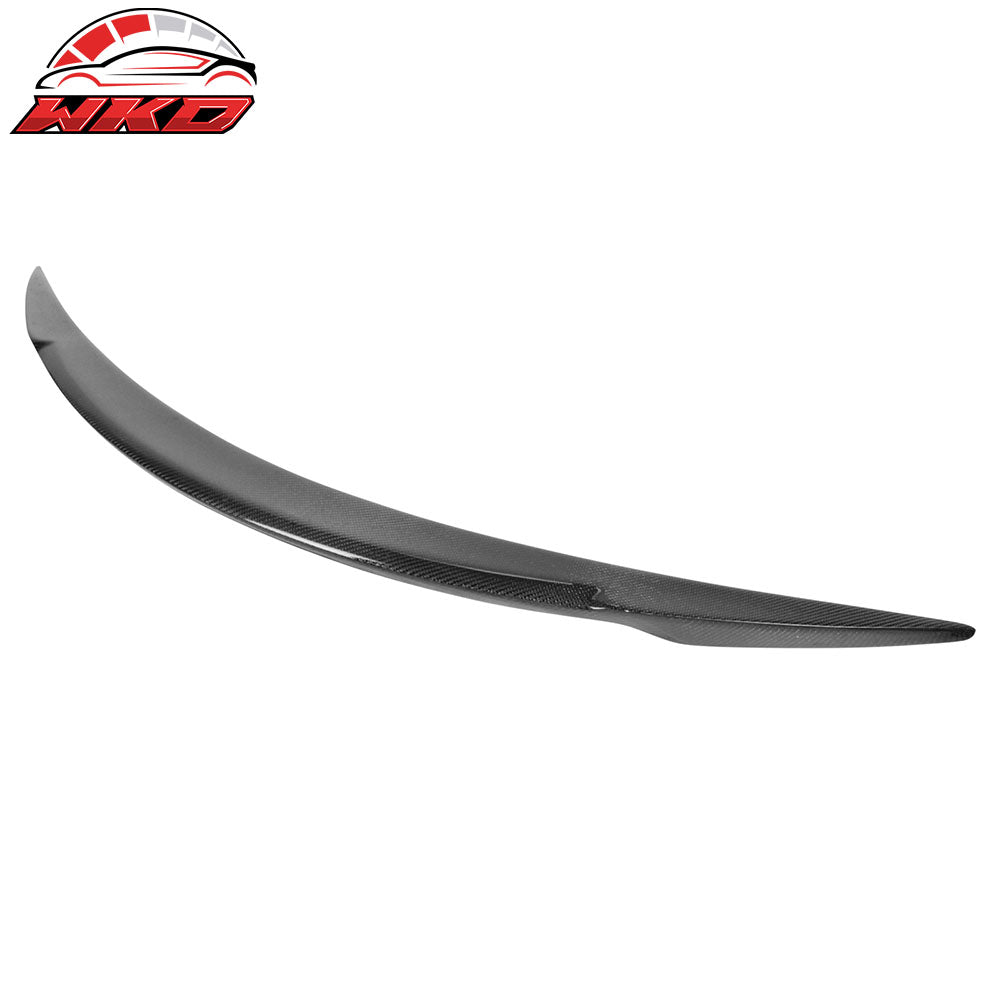 Fits 12-25 Tesla Model S V Style Rear Trunk Spoiler Wing Lip Carbon Fiber Trim