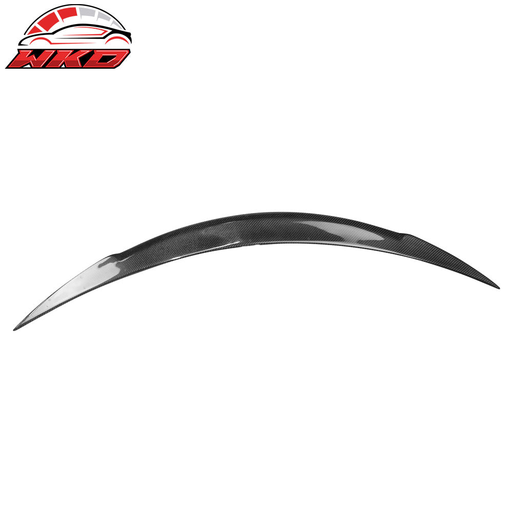 Fits 12-25 Tesla Model S V Style Rear Trunk Spoiler Wing Lip Carbon Fiber Trim