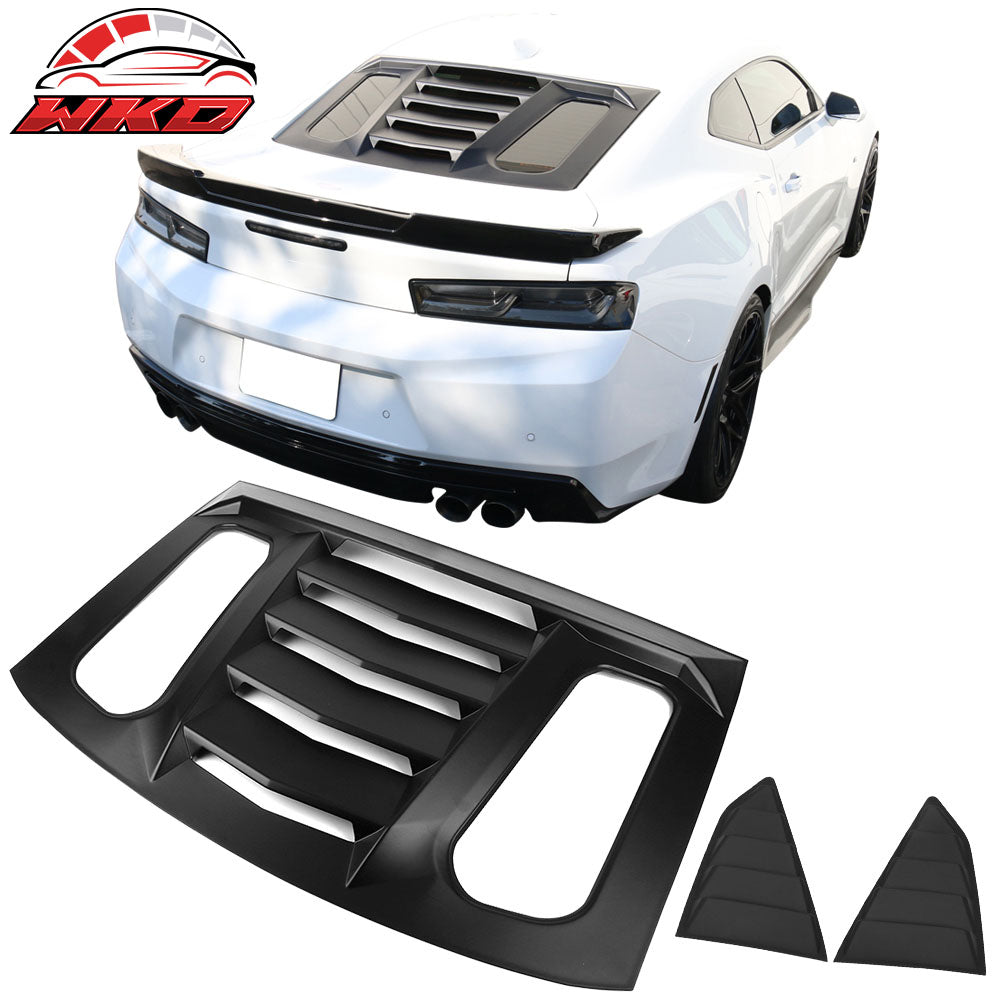 Fits 16-24 Chevrolet Camaro Coupe 2PCS GT Side + IKON V2 Rear Window Louvers ABS