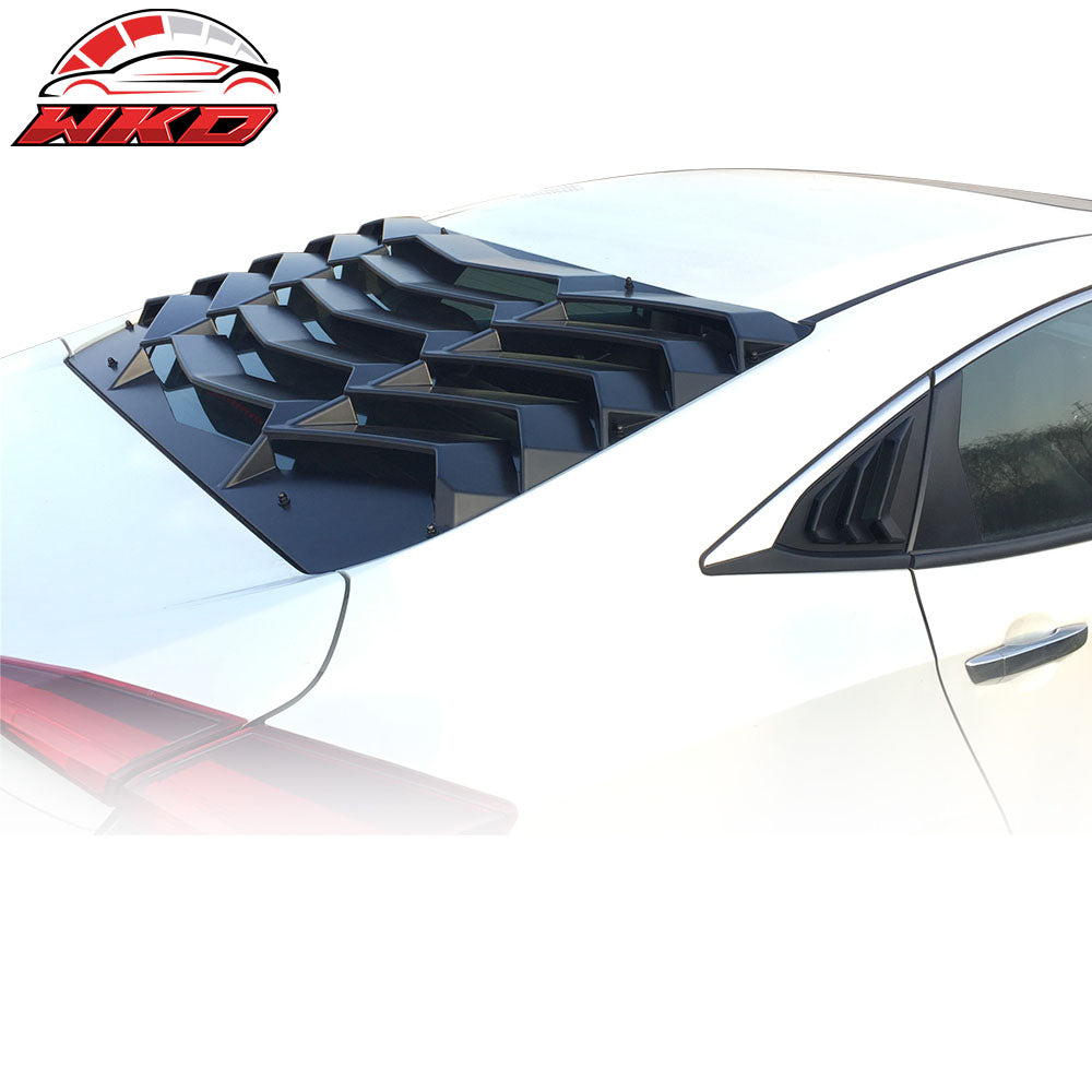 Fits 16-21 Honda Civic 4-Door Rear + Side Window Louvers Sun Shade Cover ABS