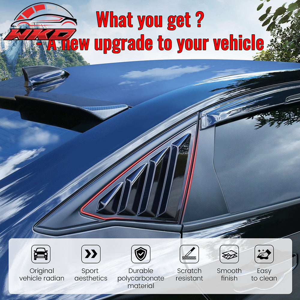 Fits 22-26 Honda Civic 11th Gen Sedan 4DR PC Rear Side Window Louver Scoops 2PCS