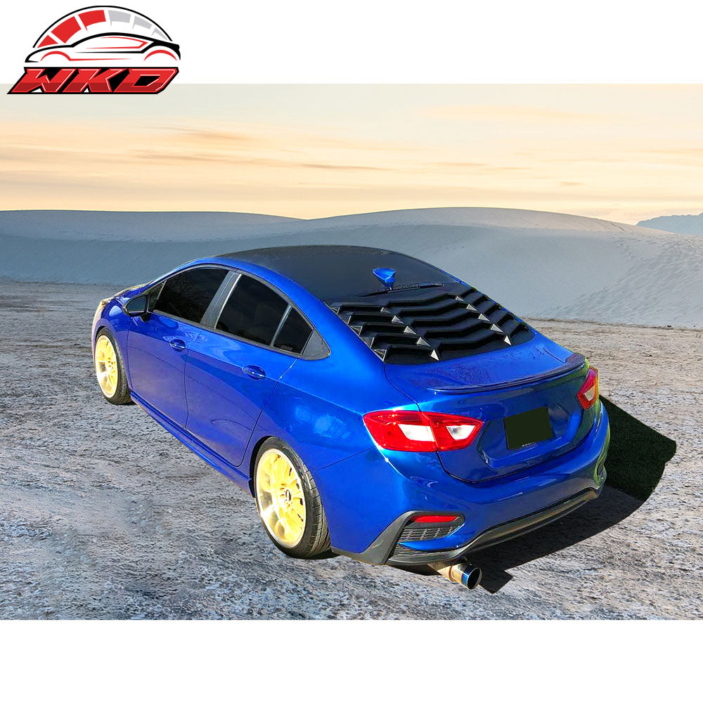 Fits 16-19 Chevy Cruze Rear Window Louvers Cover Sun Shade Unpainted Black ABS