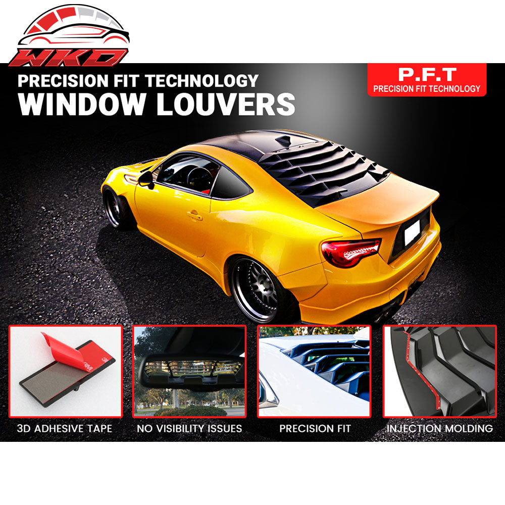 Fits 16-21 Honda Civic Sedan Rear Window Louvers Cover Sun Shade ABS Deflector