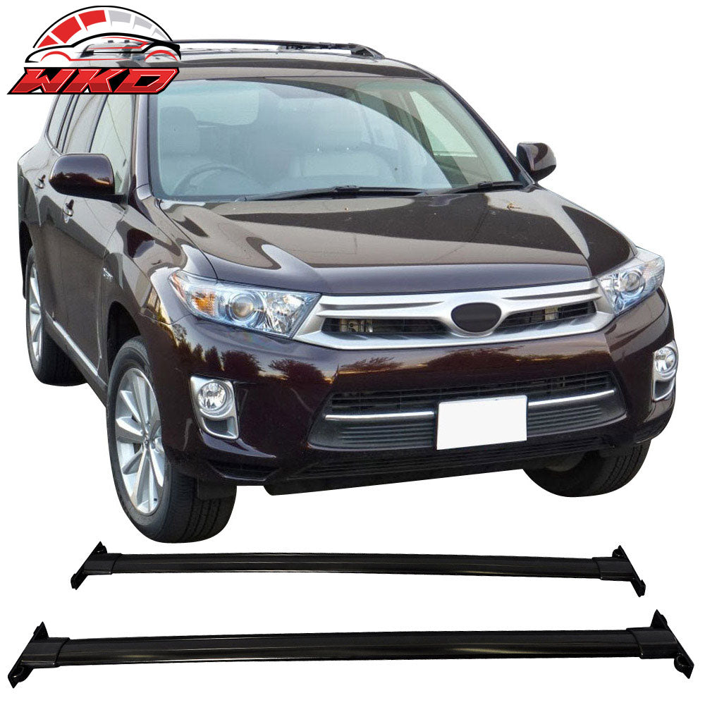 Fits 08-13 Toyota Highlander OE Style Roof Rack Black Aluminum Cross Bar 2PC
