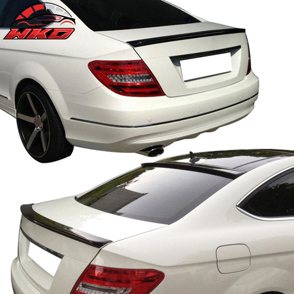 Fits 12-15 Benz C-Class C204 W204 Coupe OE Roof Spoiler + AMG Trunk Spoiler ABS
