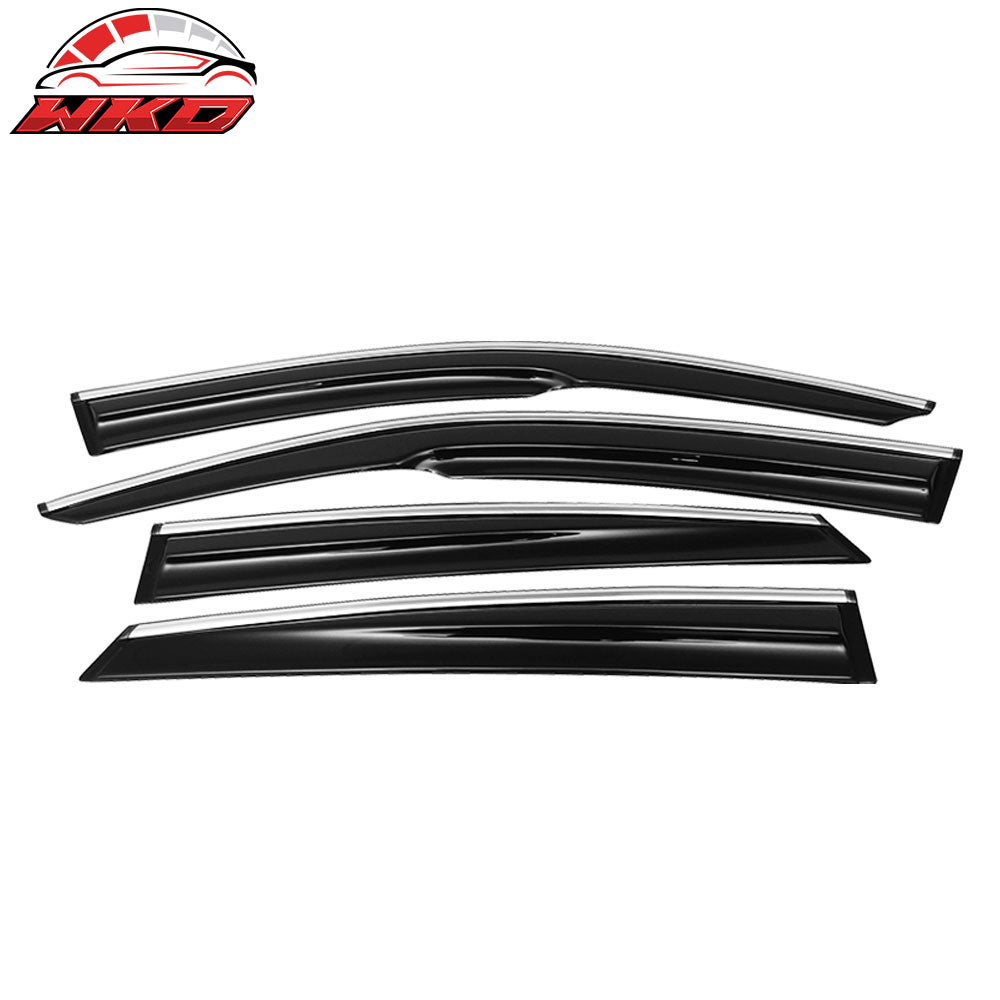 Fits 16-21 Civic X 10th Gen Sedan IKON Roof Spoiler MUG Window Visor Chrome Trim