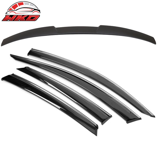 16-21 Civic 10th Sedan IKON Roof Spoiler + OE Window Visors W/Chrome Trim | Wholesale