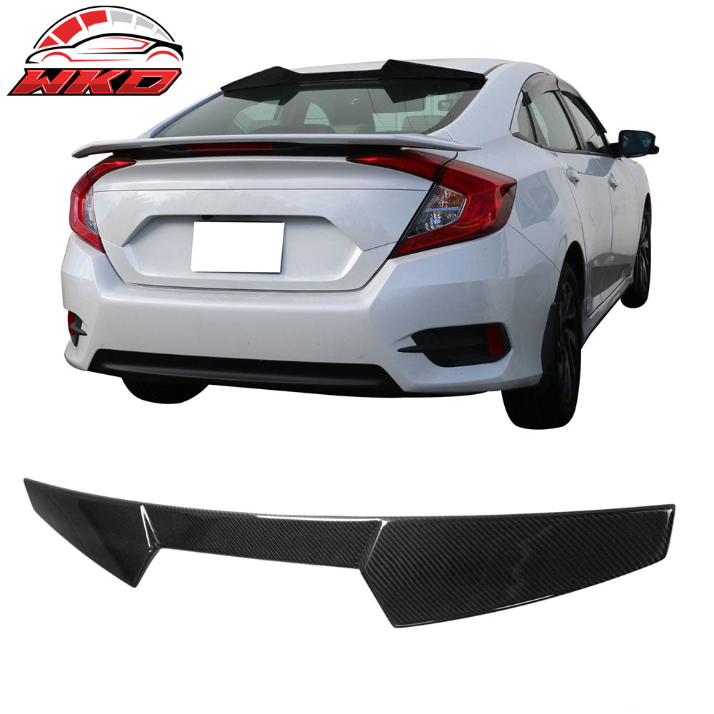 2016-21 Honda Civic 10th Sedan V Style Carbon Fiber CF Roof Spoiler | Wholesale
