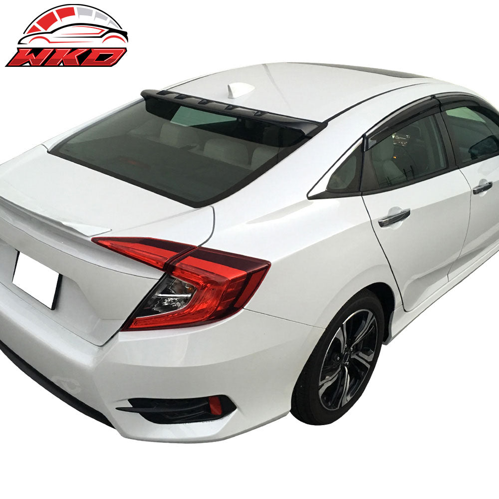 Fits 16-21 Honda Civic Sedan 4Dr Rear Roof Window Spoiler Wing Transparent Smoke