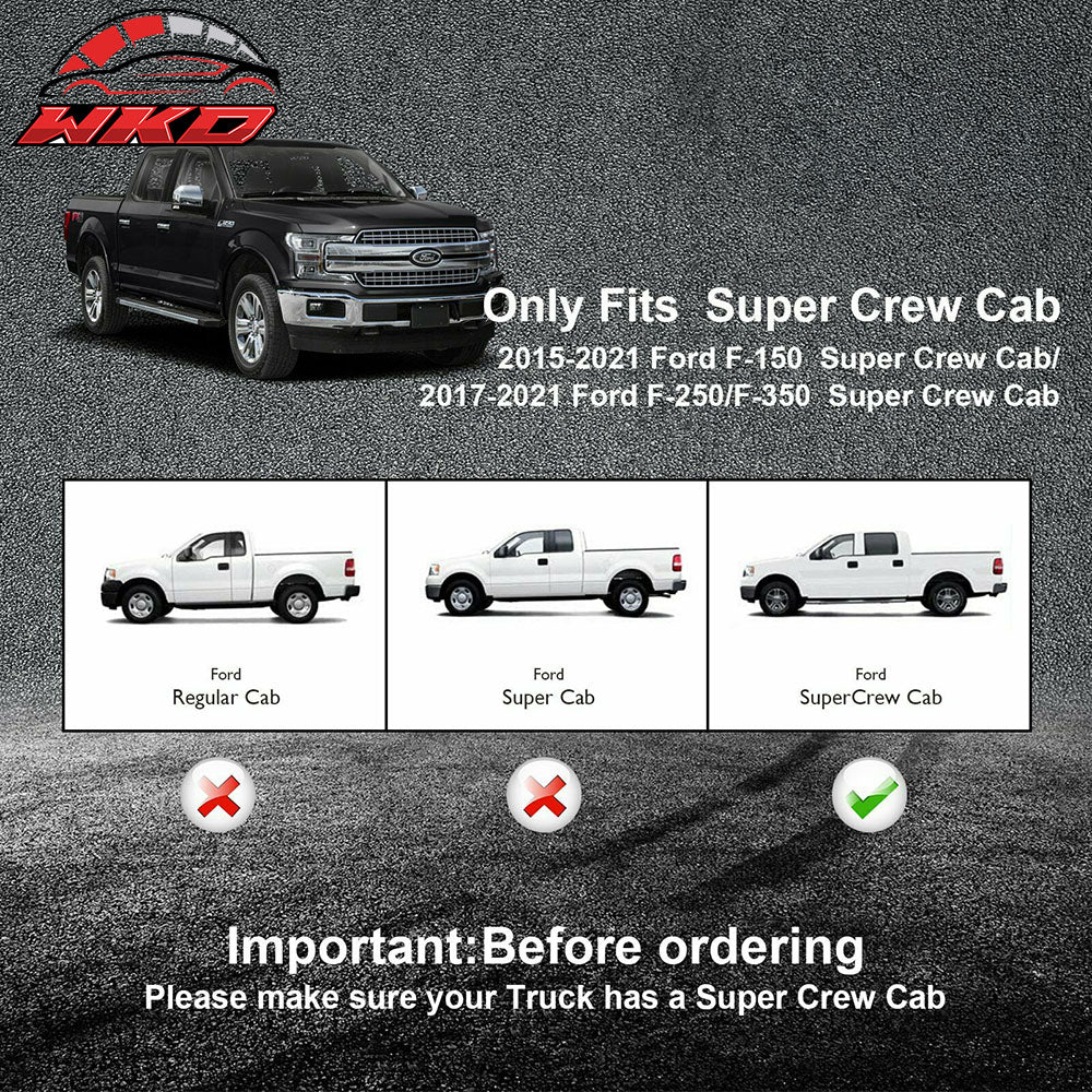 Fits 15-22 Ford F150 F-150 Super Crew Cab 6" Running Board Side Step Nerf Bar