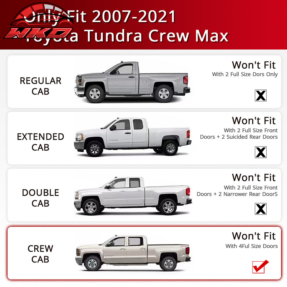 Fits 07-21 Toyota Tundra Crew Max Cab Side Step Bars Running Boards - Black