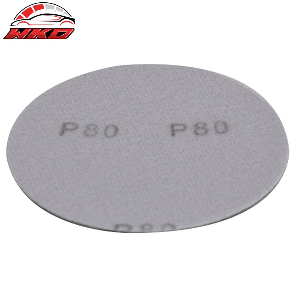 Wet Dry 5 Inch No Hole Sand Paper Disc 80 Grit Auto Car Repair Sandpaper 100 PC