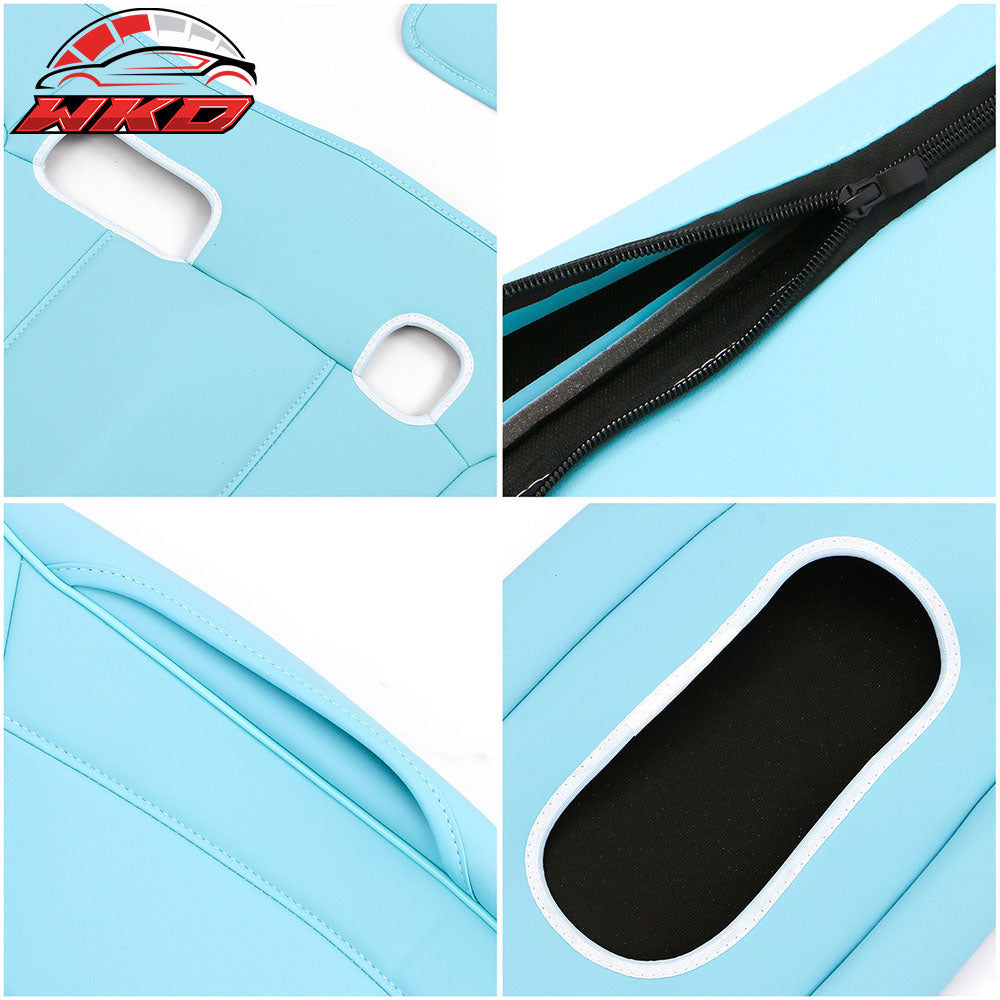 Fits 17-23 Tesla Model 3 5-Seat Seat Covers Blue Cushion Protector Leather 12PCS